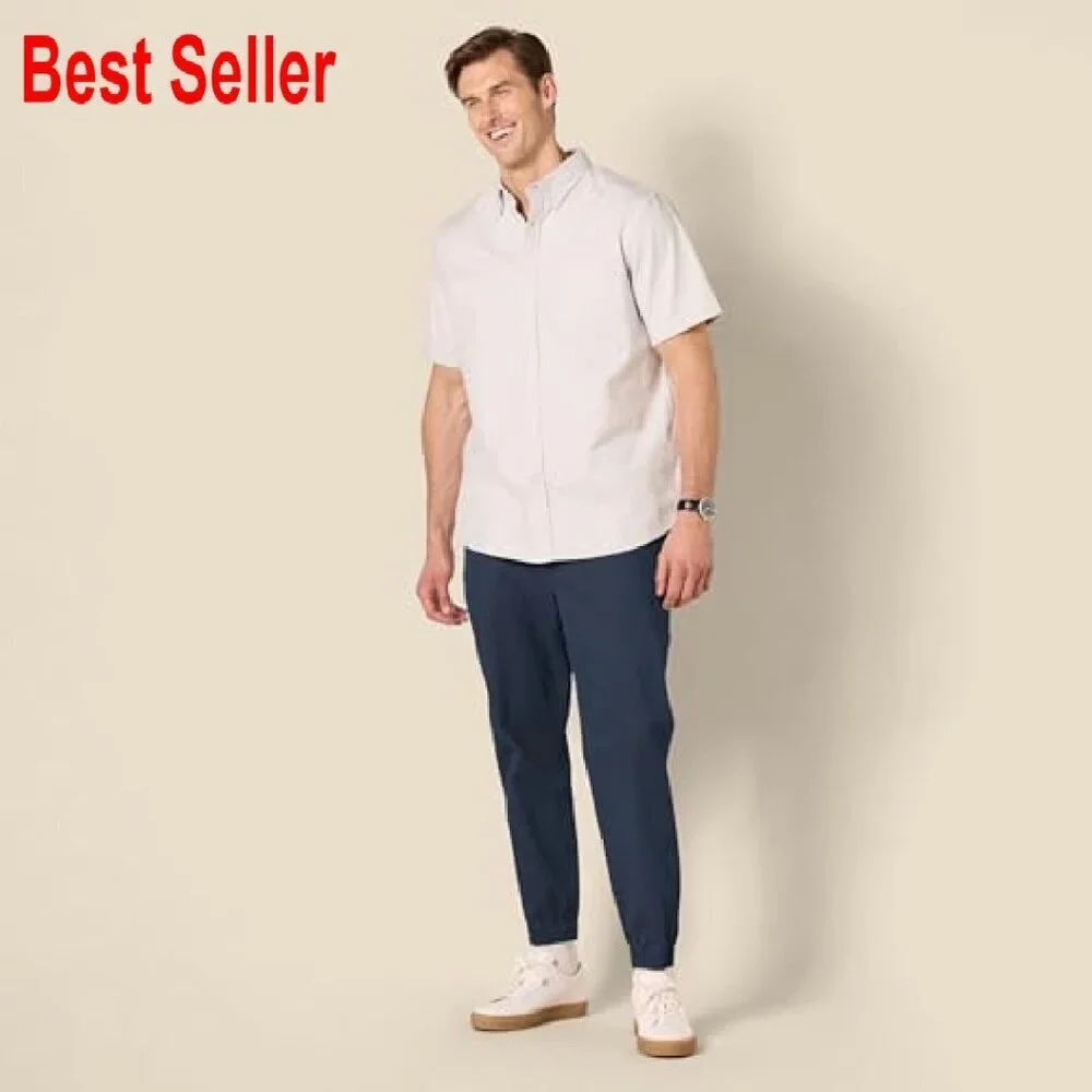 Men's Straight-Fit Chino Jogger Pant Stretch Cotton Twill Casual Modern